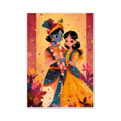 Radha Krishna Cute Illustration Poster