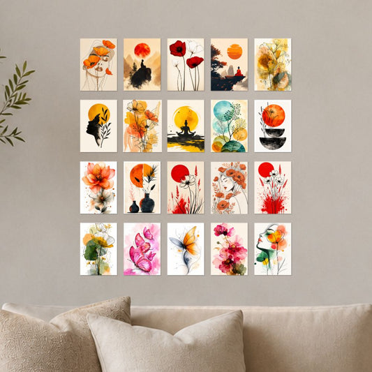 20 PCS Aesthetic Watercolor & Abstract Art Poster Set