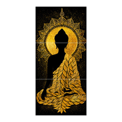 Golden Buddha Meditation Wall Art – 3 Panel Vertical Poster Set