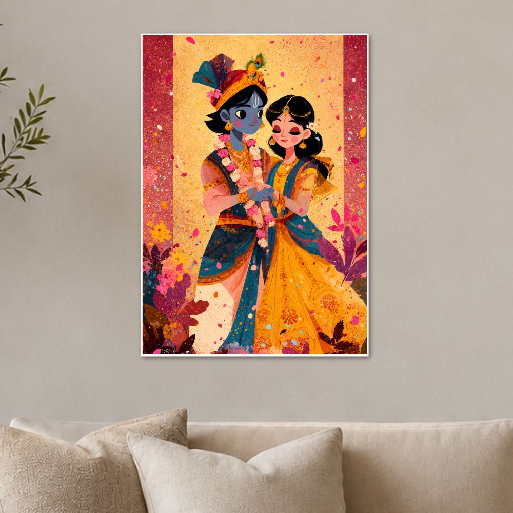 Radha Krishna Cute Illustration Poster
