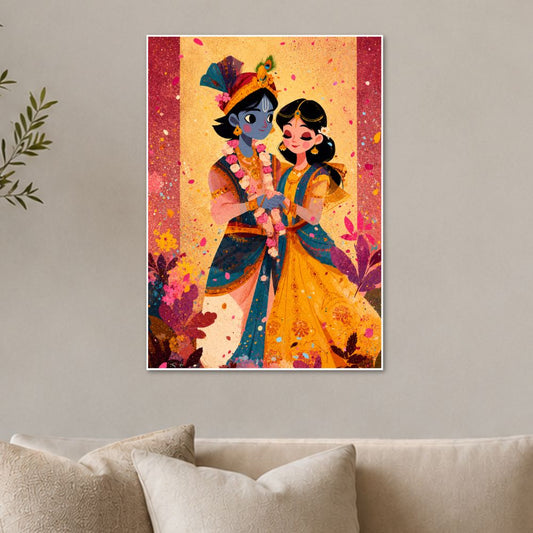 Radha Krishna Cute Illustration Poster